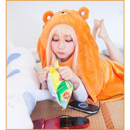 160cm*110cm Himouto Umaru-chan Cosplay Cloak Umaru chan Doma Umaru Cloak Cosplay Costume Flannel Cloaks Blanket Hoodie Girl