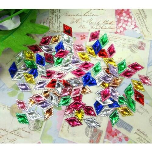 300Pcs Mixed 16x9mm Rhombic Resin Decoration Crafts Beads Flatback Cabochon Scrapbook DIY Embellishments Accessories
