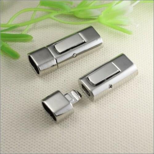 50 sets Silver Metal Alloy Spring Clasps Leather Clasp Buckle End Caps Connector for making Leather Bracelet jewelry findings