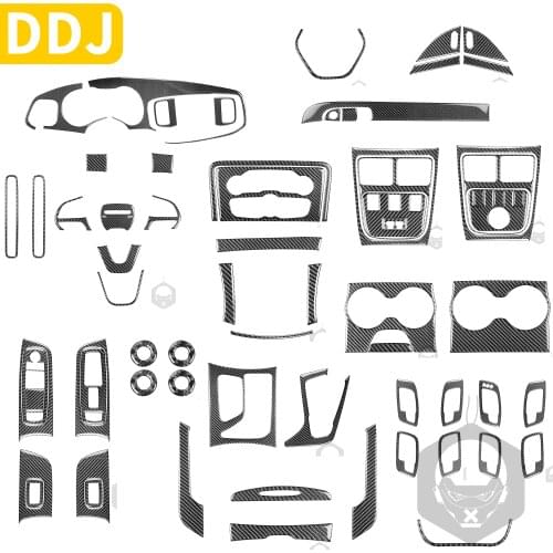 Carbon Fiber Interior Cover Decal Sticker For Dodge Charger 2015+ Auto Gear Door Switch Steering Storage Armrest Car Accessories