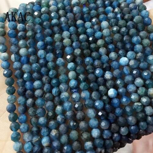2strands Approx3.8-4mm natural blue apatite faceted loose seed beads for Jewelry diy making design wholesale