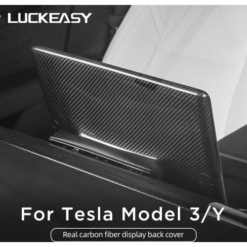 LUCKEASY Car Central Control Screen Back Cover For Tesla Model 3 Model Y 2018-2021 Real Carbon Fiber Interior Accessories