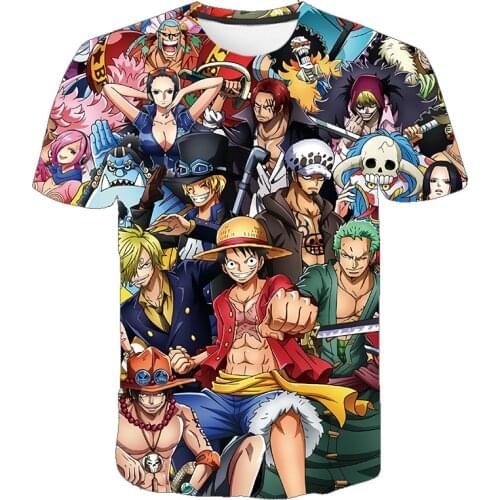 Kids One Piece Luffy Tshirt Children Teen Clothes Harajuku Cool Boys Casual Print Clothes Anime Zoro Chopper Teen Comic Clothing
