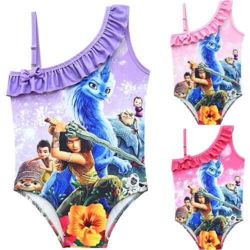 Childrens Swimsuit Raya and The Last Dragon Slanted Shoulder Sling Swimsuit Girl