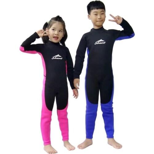 Sbart 2mm Kids Neoprene Wetsuit for Children 2-12Y Long Sleeve Fullbody Diving Suit Thermal Anti-jellyfish Sun Protect Swimsuit