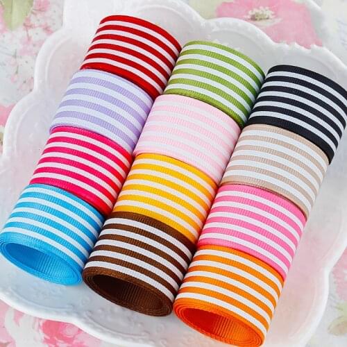 Hot Sale (1 Meter/lot) 1''(25mm) Stripe Grosgrain Ribbon Printed Gift Wrap Ribbon Wedding Party DIY Handmade Decoration Ribbons