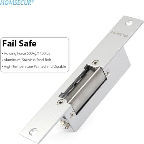 HOMSECUR Stainless 12V Electric Lock Door Closed When Power On For Video Doorphone System