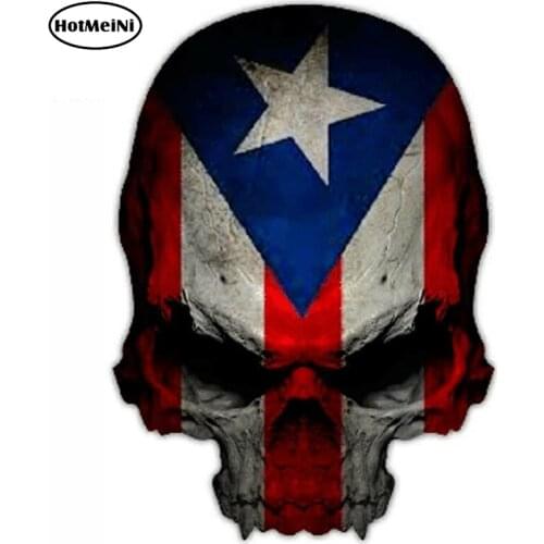 HotMeiNi 13cm x 10.8cm for Puerto Rico Skull Anime Funny Car Stickers Bumper Trunk Truck Graphics Decal Car Accessories