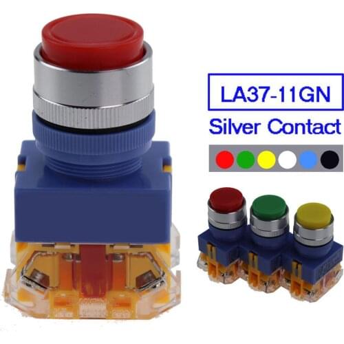 22mm Lay37 push button switch high round head 1NO 1NC momentary on off red green yellow power switches high quality lay7 Y090