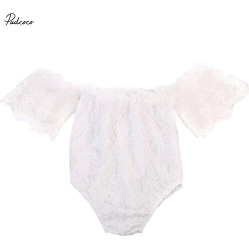 2020 Cute Newborn Baby Girl Lace Romper Off shoulder Lace Jumpsuit One Pieces Sunsuit Princess Children Clothes 0-24M