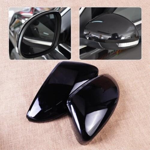 CITALL 5K0857538 5K0857531 Bright Black Left + Right Rearview Wing Mirror Cover Cap for VW Golf MK6 Touran 2010 2011 2012 2013