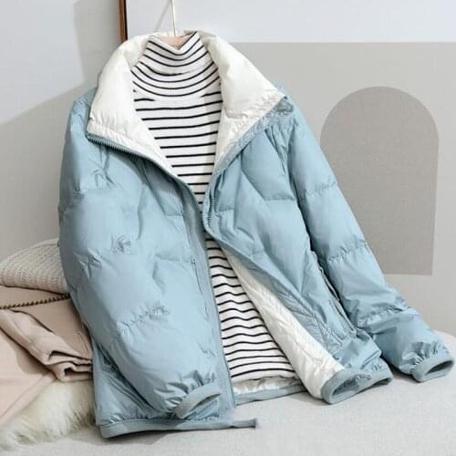 2021 Winter Jacket Women White Duck Down Jacket warm Parka Ultra Light Loose Zipper Down Coat Casual Short Female Outwear