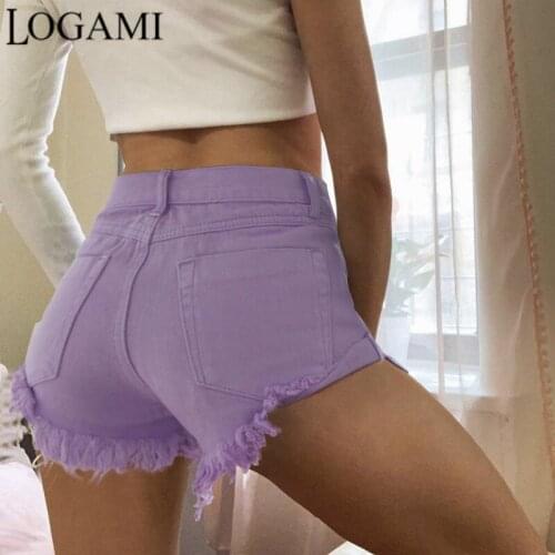 LOGAMI Summer Sexy Denim Shorts Women Sweet Mini Short Girl Shorts Jeans Beach