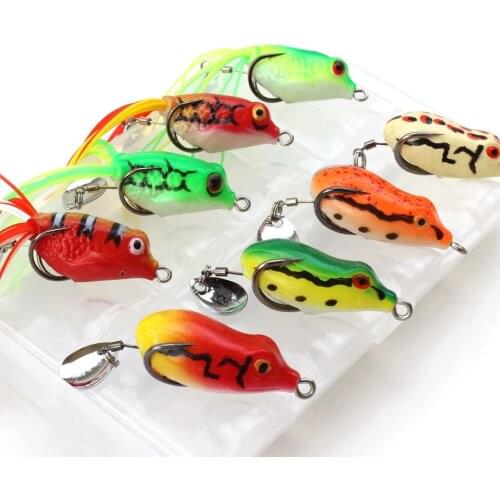 8pcs/Box mini 5g Soft Frog Fishing Lures Double Hooks Top water Ray Frog Artificial Minnow Crank Soft Bait fishing tackle
