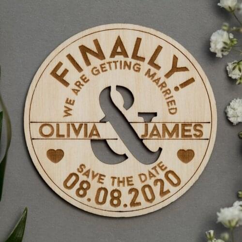 Finally Save The Date Magnet, We Are Getting Married, Unique Wooden Save The Dates, Laser Cut Wood Magnets party favors gifts