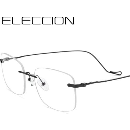 ELECCION Rimless Glasses Titanium Rim Frame for Men Myopia Optical Prescription Eyeglasses Frames Male Eyewear 54-19-145