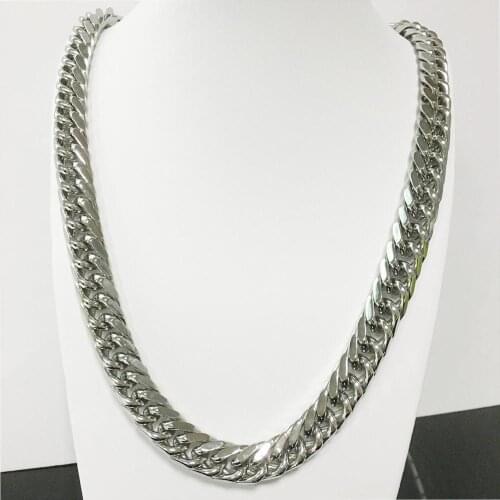 Tiasri New Style Stainless Steel Necklace Bracelet Man Cuban Curb Chain Fashion Hip Hop Best Gift Wholesale retail Jewelry 14mm