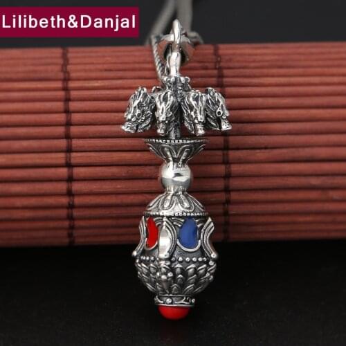 Buddha Pendant 100% Real 925 Sterling silver Jewelry Accessories Men Women Punk Dragon Vajra Necklace Pendant 2018 LOVE Gift P73
