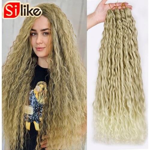 Silike Braiding Synthetic Hair Crochet Ocean Wave 24 Inch Deep Wave Synthetic Light Weight Wear Bulk Braiding Hair Extensions
