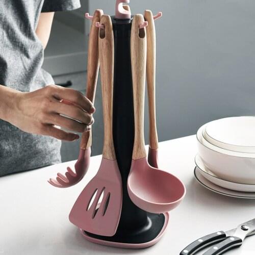 Silicone Spatula Heat-resistant Cooking Tools Set Spoon Scraper Egg Beaters Non-stick Kitchen Cooking Utensils Set with Holder