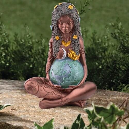 Ghia Mother Earth Statue Resin Mother Goddess Resin Figurine Garden Outdoor Sculpture Crafts Home Mama Earth 3D Art Decoration