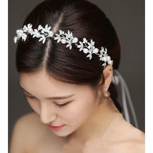 Pearl Headbands Wedding Hair Accessories Handmade Hairbands Crystal Rhinestone Head Wear Hair Ornament For Bride Girls