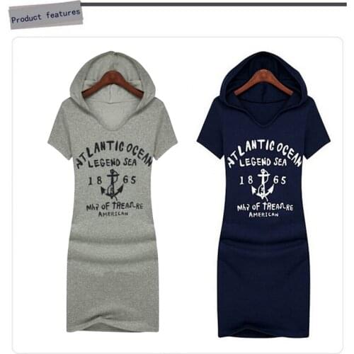 Sports Style Women Hoodied Short Dress Chic Letter Print Plus Size Vestidos Slim Summer Bodycon Dress