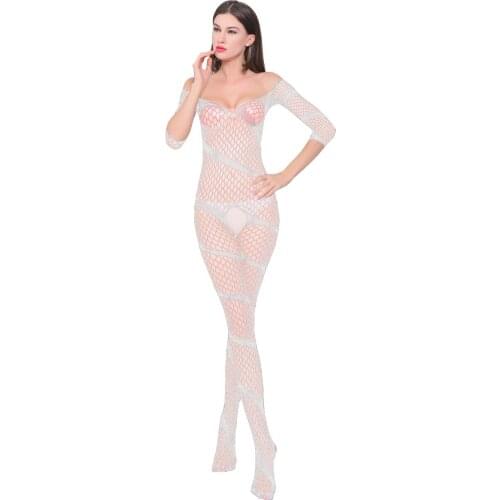 Plus Size crotchless bodystocking Erotic transparent Bare Twill Sexy teddy underwear Fashion Hollow out Fishnet Backless Buttock
