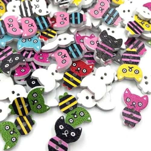 10/50/100pc Mix Mini Cat Animals kids/ Baby Wood Button DIY Craft Sewing WB453