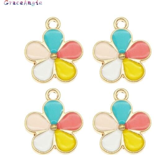 10pcs Enamel Flowers charm for jewelry earring making pendant funny bracelet necklace charms 14*16mm fashion charm earring DIY