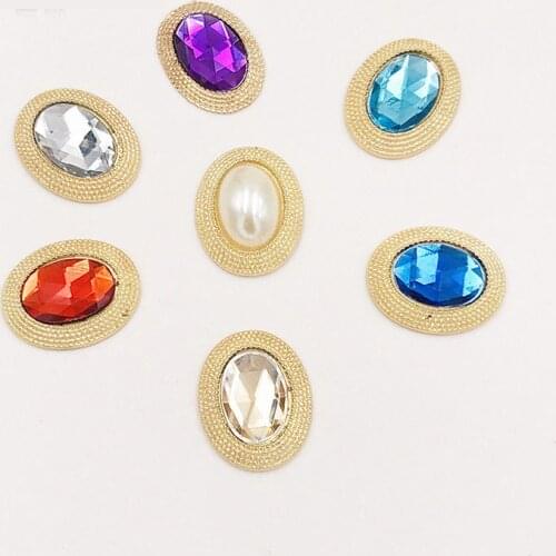 10pcs/Lot 1.6*2cm New Metal Buttons For Clothing Rectangle Acrylic Sewing Handwork Buttons Decoration