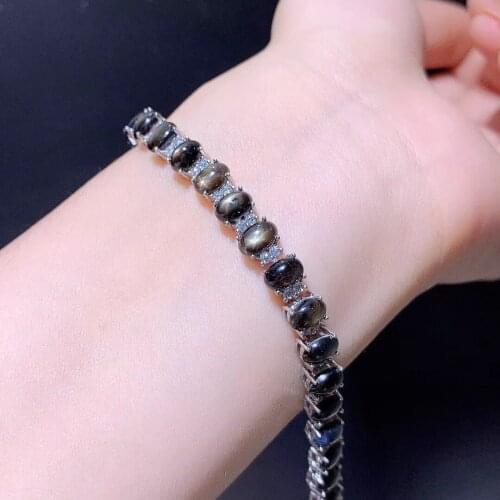 100% New Natural and Real Star Sapphire Bracelet 925 Sterling Silver Fine Jewelry