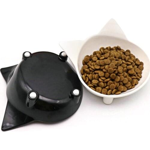 2pcs/Lot Cat Bowls Set Shallow Cat Food Bowls Eating Drinking Bowl Whisker Fatigue Stress Relief Non-Slip Cat Dishes
