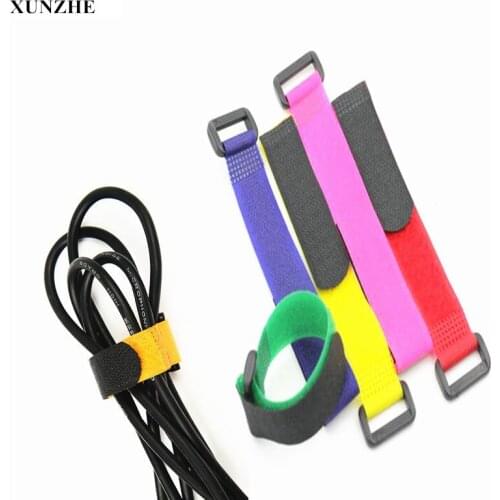 XUNZHE 30Pcs Cable Ties with Eyelet Holes organizer wiring harness cord Magic self adhesive hook loop fastener Reusable
