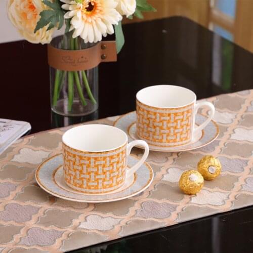 2021 Delicate Cup Set with Orange Box Bone China Tea Cups and Saucers Porcelain Wedding Birthday Gift New Home Kitchen Decor