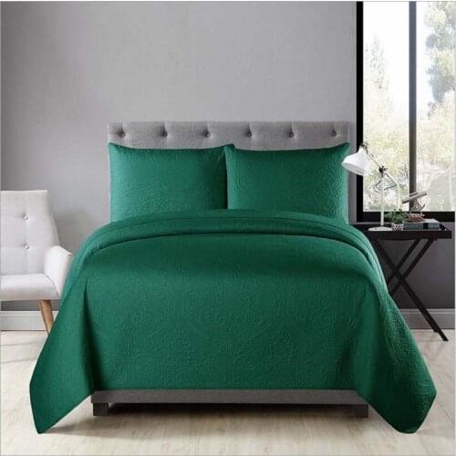 New Green Bedspread Bed Cover Super King Size 270x240cm / 290x240cm Blanket Pillowcases 3pcs