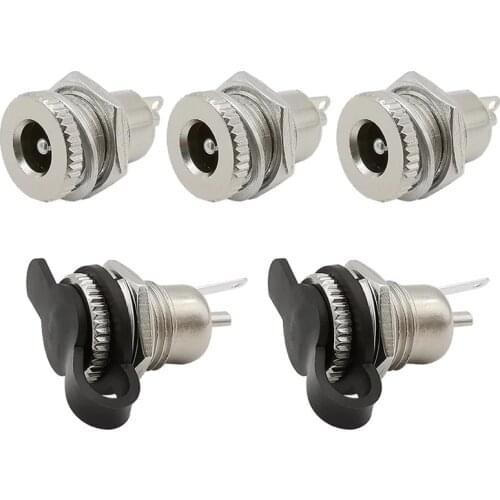 5Pcs DC-099 5.5 x 2.1mm 5.5*2.1 DC Power Female Socket Jack Panel Mount Connector Adapter and Waterproof Cap