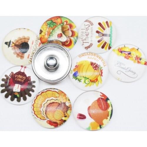 50pcs/lot Mix Thanksgiving Day Style Turkey snap button jewelry DIY snaps bracelet&bangles button jewelry 18mm