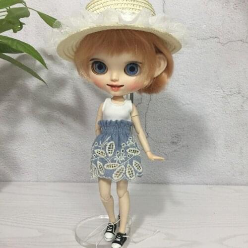 T02-X366 gift girl Blyth Doll clothes 30cm 1/6 dolls Azone Accessories clothes Cowboy hollow Short skirt set
