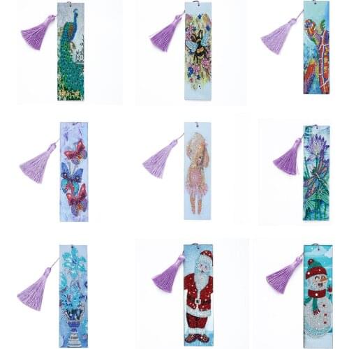Diamond Painting Bookmark DIY Christmas Special Shaped Diamond Mosaic Leather Tassel Book Marks Diamond Embroidery Cross Stitch