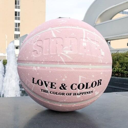 For pu 7 ball equipment SIRDAR basketball pu basketball leather basketball size leather Pink gift basketball girl tranning Women