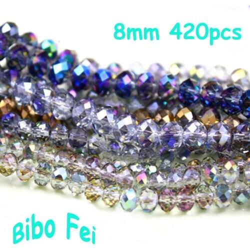 Free shipping multi color 8mm 420PCS Glass Czech crystal beads, wheel beads,transit beads,bracelet necklace Jewelry Making DIY