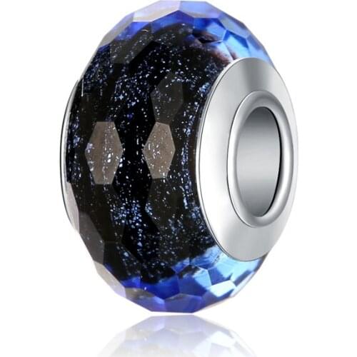 Murano Glass Beads European Charms Fits Original Bracelets & Bangles Glamour Dark Blue Starry Sky Beads DIY Jewelry Findings