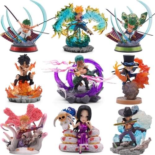 One Piece Figure Monkey·D·Luffy Roronoa Zoro Ace GK Fashion Scenes Q Ver. PVC Action Figurine Collectible Model Dolls Toy gifts
