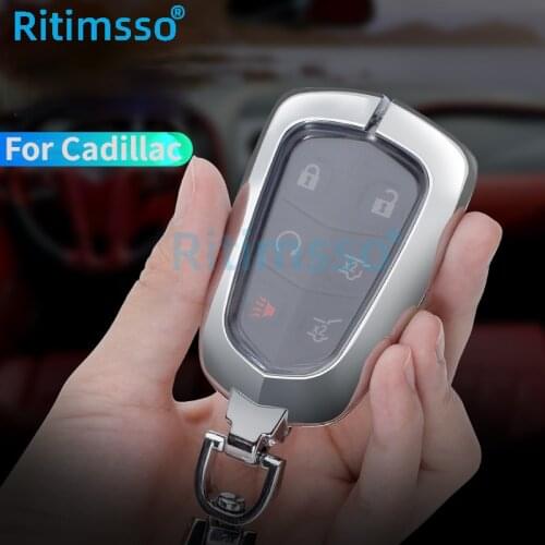 Zinc Alloy + Tpu Key Cover Fob Case Shell For Cadillac ATS CT6 CTS DTS XT5 Escalade ESV SRX STS XTS ELR 2014 2015 2016 2017 2018