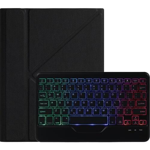PU Case+Keyboard for iPad 11 2021 2020 2018 /iPad Air 4 10.9 Tablet Flip Case Tablet Stand with RGB Backlit Keyboard