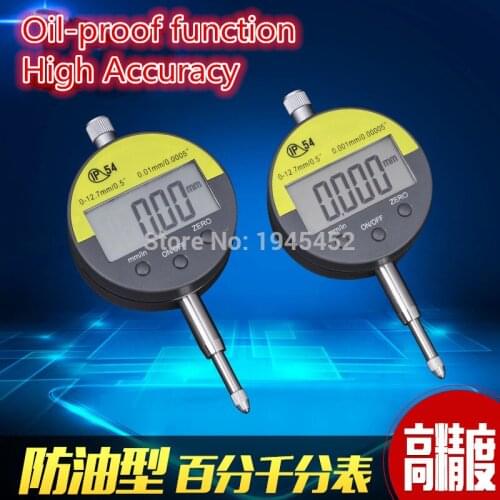 Digital Dial Indicator Meter IP54 Oil-proof, 12.7mm/0.5" Electronic Micrometer Carbide Tip Precision Gauge With Retail Box
