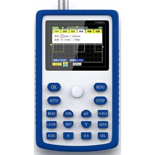 Digital Oscilloscope 500MS/S Sampling Rate 110MHz Bandwidth 1KHz/3.3V Calibration Square Wave Measuring Oscilloscopes Portable