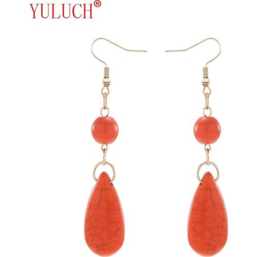 YULUCH Semi-precious stone drop long pendant small round bead personality woman wearing jewelry popular party gift