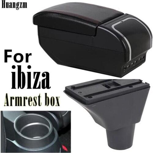 For Ibiza 6J Armrest Box Universal Car Central Armrest Storage Box cup holder ashtray modification accessories 2017